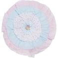 thumbnail image 2 of Cozy Line Home Fashions Pink Blue Ruffle Lace Stripe Floral Flower Print Cotton Round Decorative Throw Pillow (Pink/Blue, Decor Pillow -1pc), 2 of 3