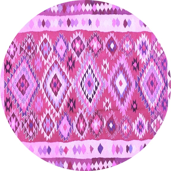 Ahgly Company Indoor Round Oriental Purple Traditional Area Rugs, 4' Round