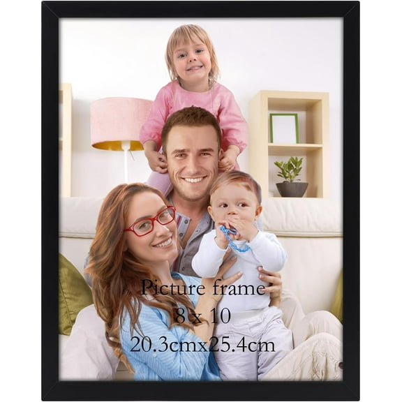 8x10 Picture Frame Black, 8 by 10 Thin Photo Frame for Wall Tabletop Display, Single