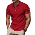 thumbnail image 2 of Fabrcox Quick Dry Men's Short Sleeve Polo Shirts Button Collared Work Shirts for Men Casual Outdoor Workout Breathable Men Golf Shirt Red M, 2 of 9