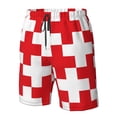 thumbnail image 6 of Uemuo Red Cross 1 Pattern Men's Swim Trunks Hawaiian Beach Bathing Suit Swimsuits Beach Quick-Dry Shorts with Pockets-Large, 6 of 9