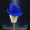 thumbnail image 2 of inhzoy Classic Fedora Hat Flat Top Hat Gentleman Topper Hats Derby Cap for Cocktail Formal Party Royal Blue One Size, 2 of 2
