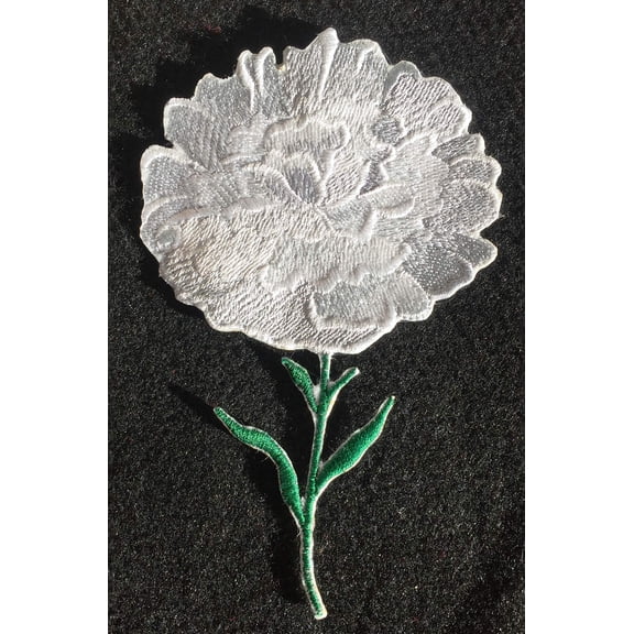 Bloom Carnation Flower Embroidered Iron on/Sew Patch [ 3.8"(w) x 6"(h) ]