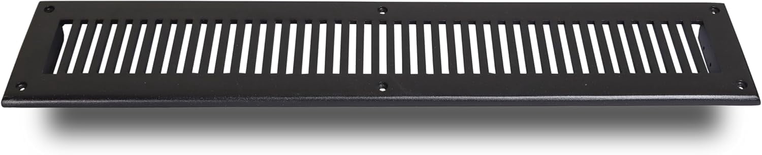 3"x24" Caststo Cast Aluminum Contemporary Design Air Return Grille | Overall 5"x26" |- Black- Rock (For Floor- Black without Screw Holes)