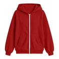 thumbnail image 3 of CYRBOKO Girls Corduroy Jackets, Fall Long Sleeve Full Zip Hooded Outerwear for Girls Red Size 14-15 T, 3 of 4