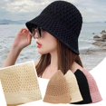 thumbnail image 3 of Women'S Summer Bow Large Floppy Folding-Wide Brim Cap Sun Straw Beach-Bucket-Hat D3Y0, 3 of 6
