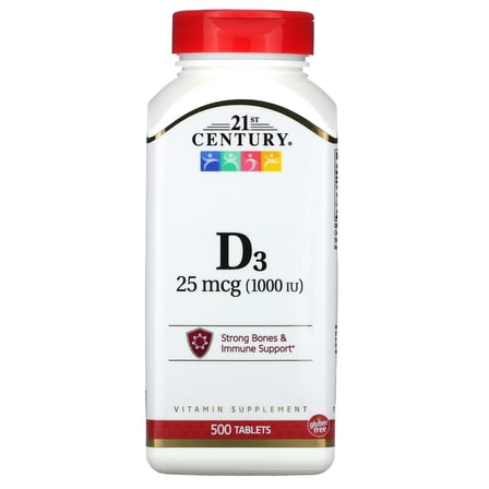 21st Century Vitamin D3, 25 mcg (1,000 IU), 500 Tablets