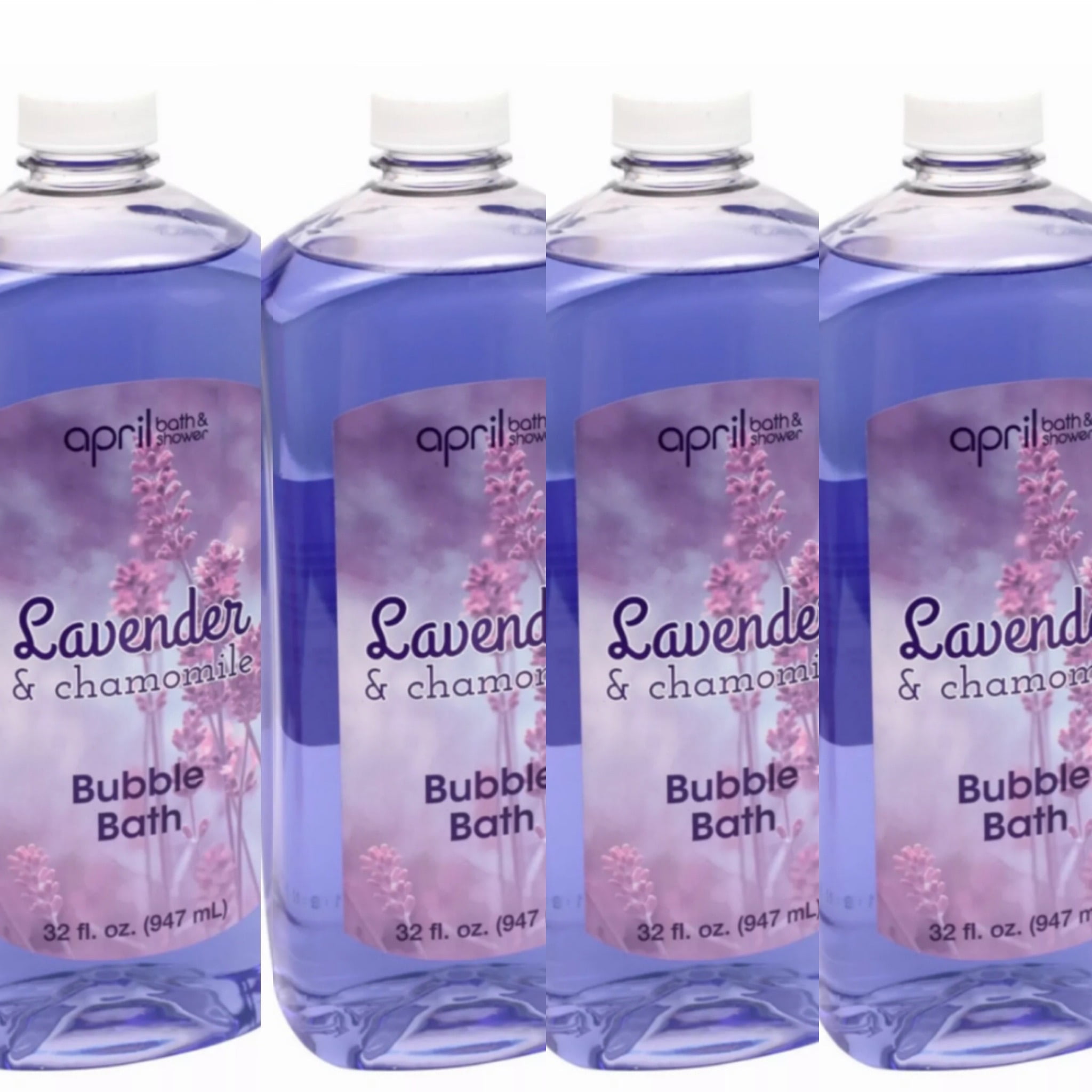 4 Packs April Bath & Shower Lavender and Chamomile Bubble Bath Refills