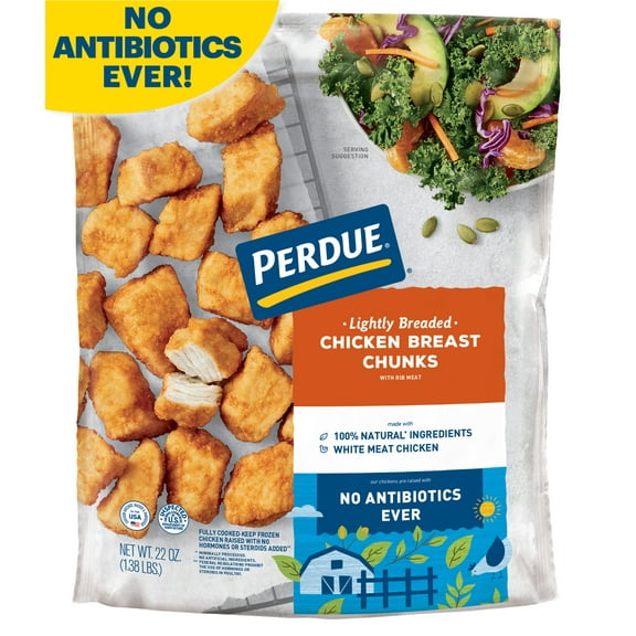Perdue, No Antibiotics Ever, Lightly Breaded Chicken Breast Chunks, 22 oz.