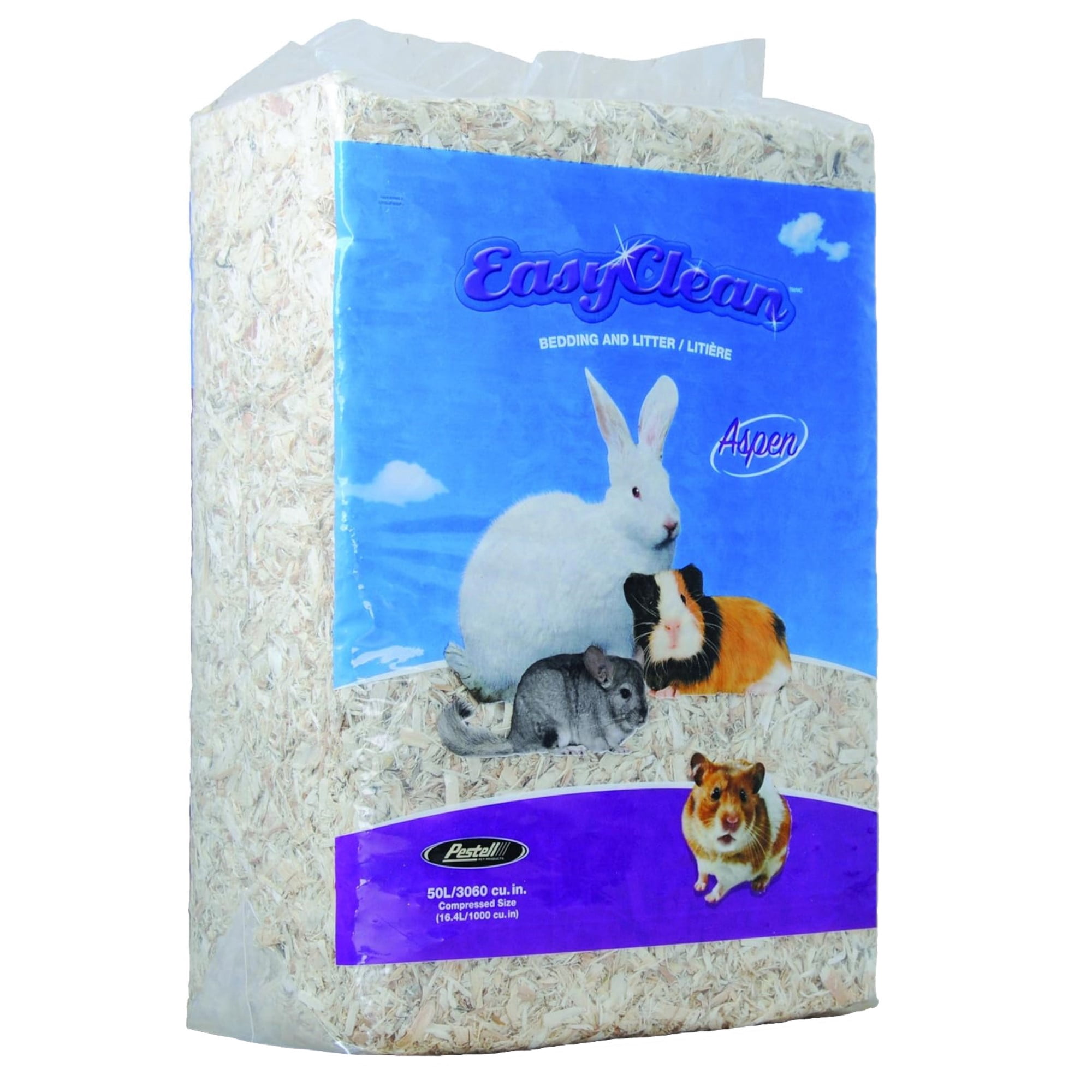 Pestell Easy Clean Aspen Pet Bedding, 50 Liters - 100% Biodegradable, Highly Absorbent Small Pet Bedding - For Odor Control & Comfort