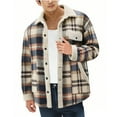 thumbnail image 5 of FDGIU Men's 2025 Flannel Shirt Jacket - Button Down Plaid Shacket, Fleece Lined with Pockets, Long Sleeve Lightweight Fall Outerwear & Layering Piece, 5 of 5