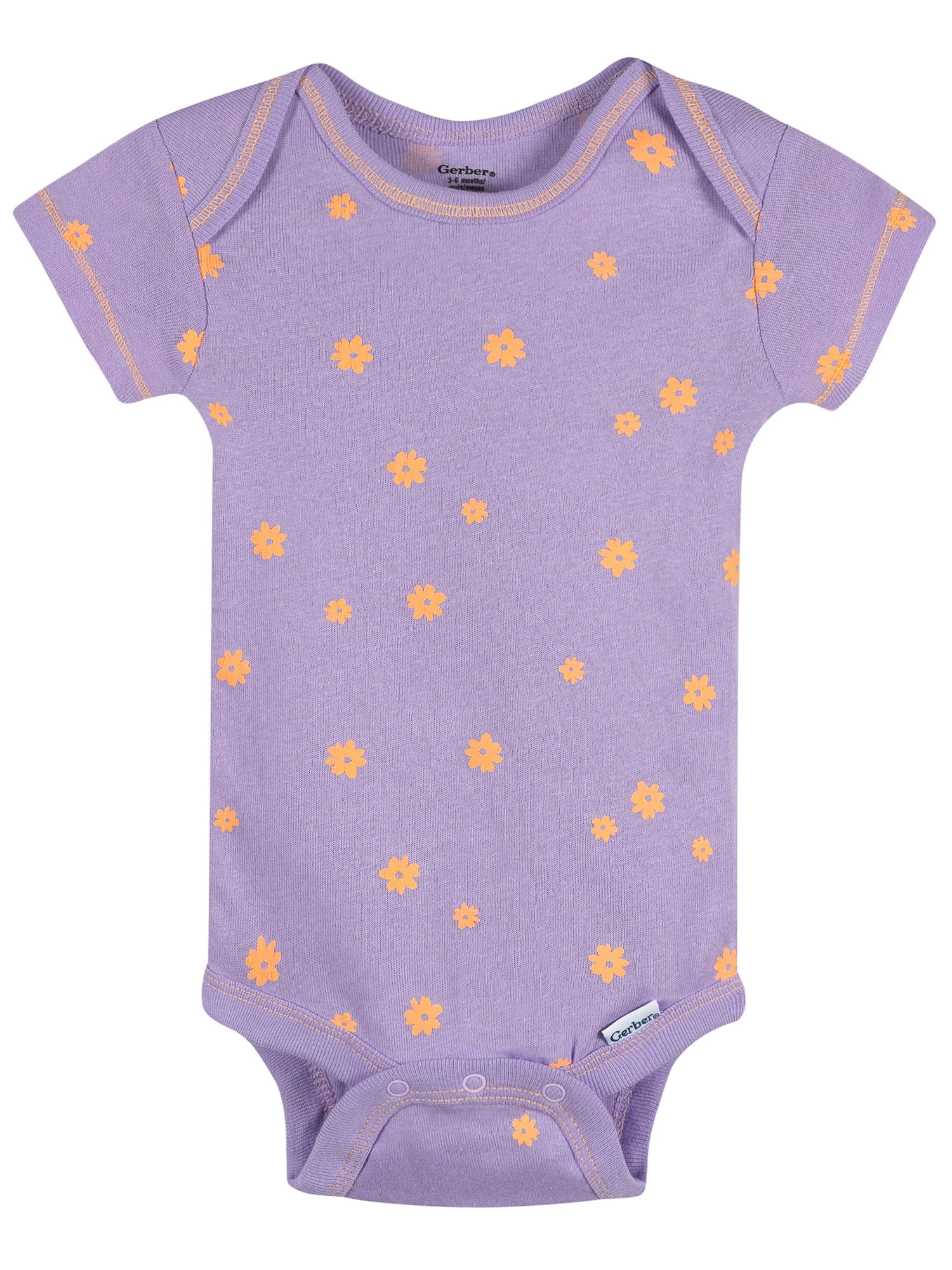 Gerber Baby Girl Short Sleeve Cotton Onesies, 2-Pack, Sizes Newborn - 12 Months