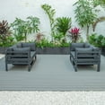 thumbnail image 2 of LeisureMod  Chelsea 4-Piece Outdoor Patio Sectional Loveseat Set Black Aluminum with Cushions Black, 2 of 5
