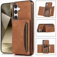 thumbnail image 5 of Design for Galaxy S24 Plus 5G Wallet Case with Credit Card Holder Slot PU Leather Phone Cover Stand Kickstand Shockproof Protective Cell Accessories for Samsung S24+ Women Men Brown, 5 of 14