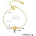 thumbnail image 6 of Dainty Honey Bee Charm Bracelet For Women Adjustable Chain Stainless Steel Cute CZ Insect Bumble Bee Stackable Link Bracelet Delicate Good Luck Jewelry Graduation Inspirational Gifts For Best Friend, 6 of 6