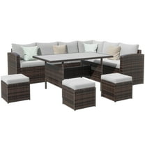 Sunvivi 7 Piece Patio Furniture Set, Outdoor Wicker Sectional Sofa with High Back, All Weather - Grey