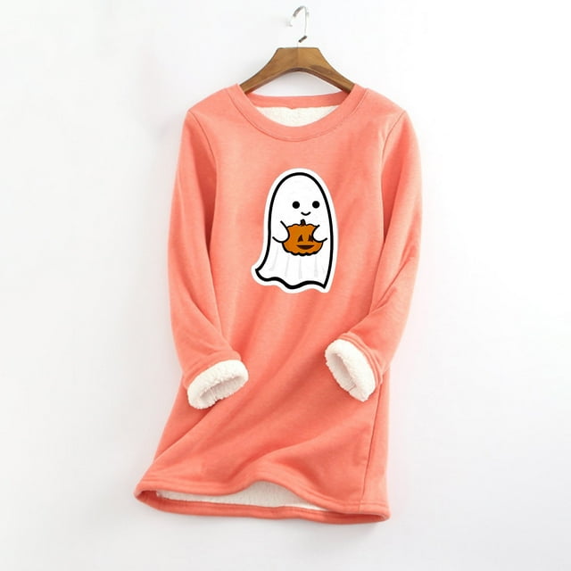 Chandail en Molleton pour Femmes Style Décontracté d'Hiver Mode sous-Vêtements Chauds en Peluche Haut à Manches Longues Col Rond Hauts d'Entraînement pour Femmes en Liquidation