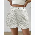 thumbnail image 5 of Women's Fashion Jean Shorts with Mid-Rise Elastic Waist and Straight Leg, Embroidered Lace Detail Shorts for Ladies Chic Style, Perfect for Casual Outings and Comfortable Daily Wear,White XL, 5 of 5
