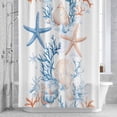 thumbnail image 2 of Summer Ocean Bathroom Shower Curtain, Orange Blue Coral Shell Starfish Coastal Waterproof Washable Soft Bath Curtain for Bathtub Decor with 12 Hooks&Grommet, 54x78 Inch, 2 of 9