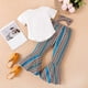 thumbnail image 3 of Gibobby Conjunto de sudadera y pantalón para niños Conjunto de ropa de verano para niñas pequeñas con estampado de y letras de manga corta, 2 uds.(Blanco, 8-9 Años), 3 of 5
