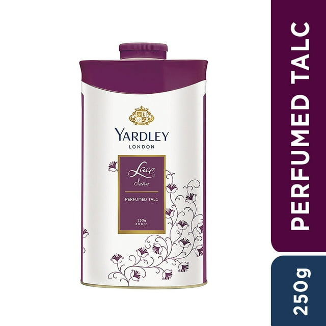 Yardley London Satin Talc Parfumé en de Dentelle pour Femmes, 250 g