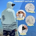 thumbnail image 5 of Bulopur Men’s Hooded Beach Fishing Sun Shirt with Face Cover, Lightweight UPF 50+ Long Sleeve Top with Light Blue Palm Beach Print for Vacation and Coastal Travel, 5 of 8