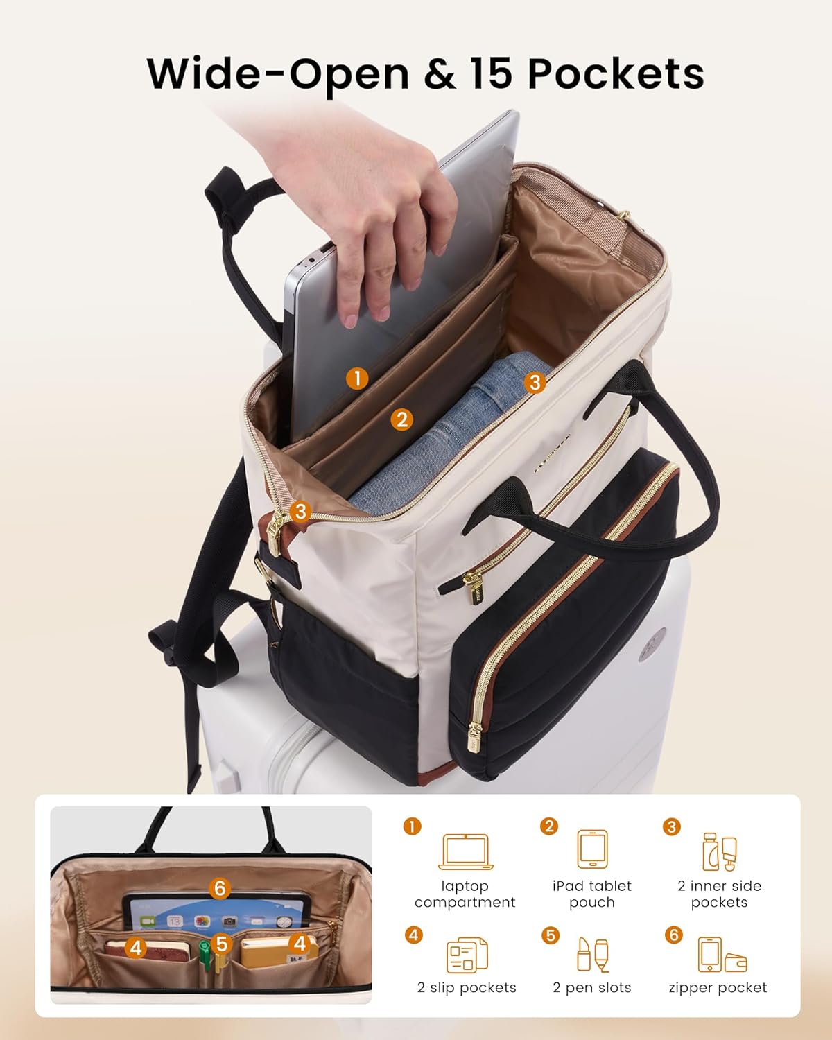 LOVEVOOK Puffer Laptop Backpack for Women, 15.6 Inch Work Backpack Purses for Nurse Teacher College, Personal Item Travel Bag Daypack with Water Holder