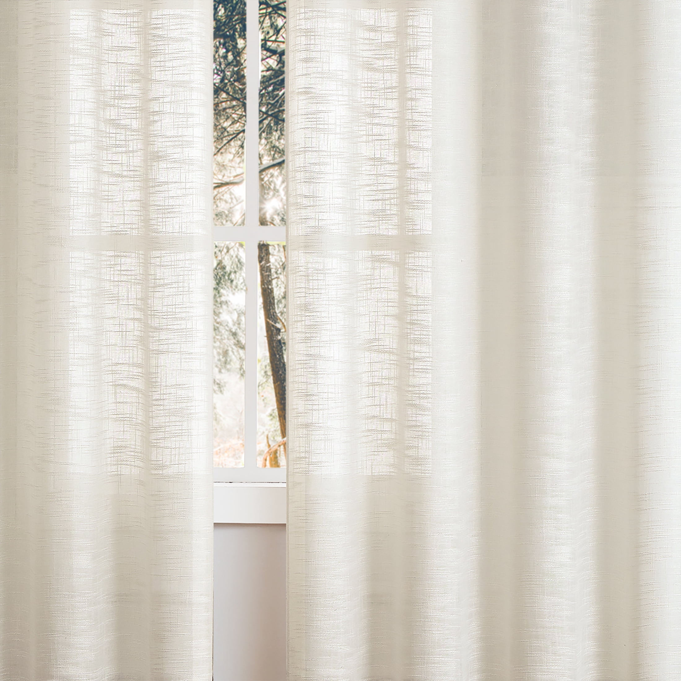 Decoultimatex Textured Beige Semi Sheer Curtains, 52" x 84" (2 Panels)