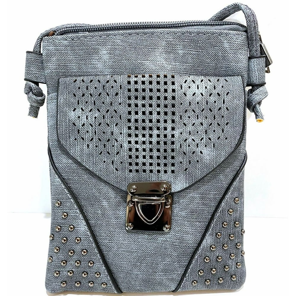 Crossbody Cell Phone Purse with Zipper Top, Side Pocket with Snap