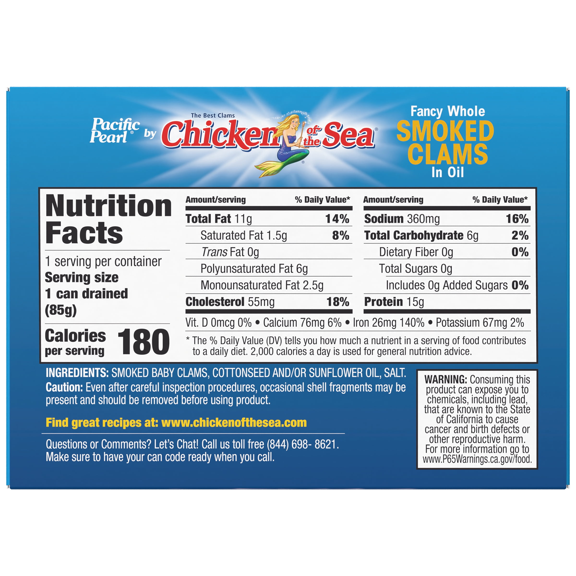 Pacific Pearl Fancy Whole Smoked Clams in Oil 3.75 oz