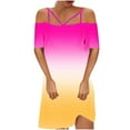 thumbnail image 2 of TIMIFIS Robe Courte d'Été pour Femme, Robe T-Shirt Décontractée, Bretelles Spaghetti Ajustables, Épaules Dénudées, Robe à Dégradé de Couleurs - Printemps/été, 2 of 4