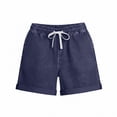 thumbnail image 5 of Cagogo Women Casual Elastic Waist Flowy Loose Shorts for Summer Vacation Beach Travel Solid Drawstring Lounge Shorts with Pockets, Dark Blue M, 5 of 7