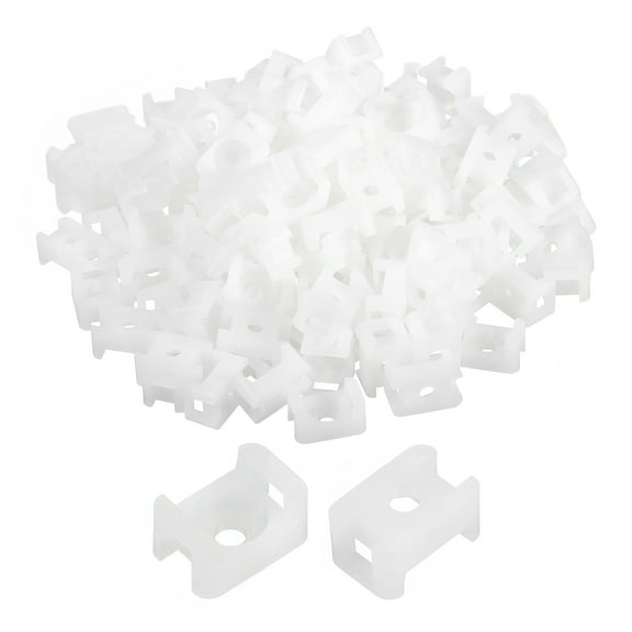 Uxcell 250pcs Cable Tie Base Saddle Type Mount Wire Holder, 0.6"x0.4"x0.27" Wire Clips Organizer Clamp White 0.14"Dia