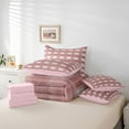 thumbnail image 6 of Homewish Vintage Grid Pattern 7pcs Bedding Comforter Set,Geometric Checkered Plaid Queen Bedding Sets,Pink Minimalsim Queen Sheet Sets For Girls Boys,Luxury Bedroom Decor Reversible, 6 of 8