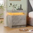 thumbnail image 2 of Cubehom Nightstand Set of 2 LED End Table Modern Wood Bedside Table with 2 Drawers for Adults Bedroom Room All Grey, 2 of 6