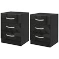 thumbnail image 1 of CoSoTower Bedside Table Set of 2, Modern Nightstand with Drawers and High Gloss Fronts, Night Table for Bedroom, Black, 1 of 7