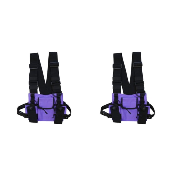 Sonducket Chaleco manos libres de nailon, bolsa para aparejo en el pecho, resistente al desgaste y duradero, bolsillo en el pecho con múltiples morado 2piezas