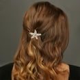 thumbnail image 2 of Unique Bargains 1 Pc Hair Clips Fashion Elegant Starfish Spring Clip Hairdo Clip Gold Tone White, 2 of 5
