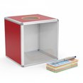 Acrylic Panel Point Support Red Acrylic Raffle Box,Donation Container 7.9 in,Square Voting Holder ...