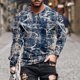thumbnail image 2 of Hombres manga larga O-cuello impreso moda pulóver camisa casual Tops blusa Pompotops oipoqjl2247, 2 of 9