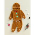 thumbnail image 2 of Suealasg Toddler Kids Baby Girl Boy Christmas Outfit Gingerbread Man Long Sleeve Hooded Sweatshirt Long Pant 1T 2T 3T 4T 5T Little Boy Girls Christmas Clothes, 2 of 8
