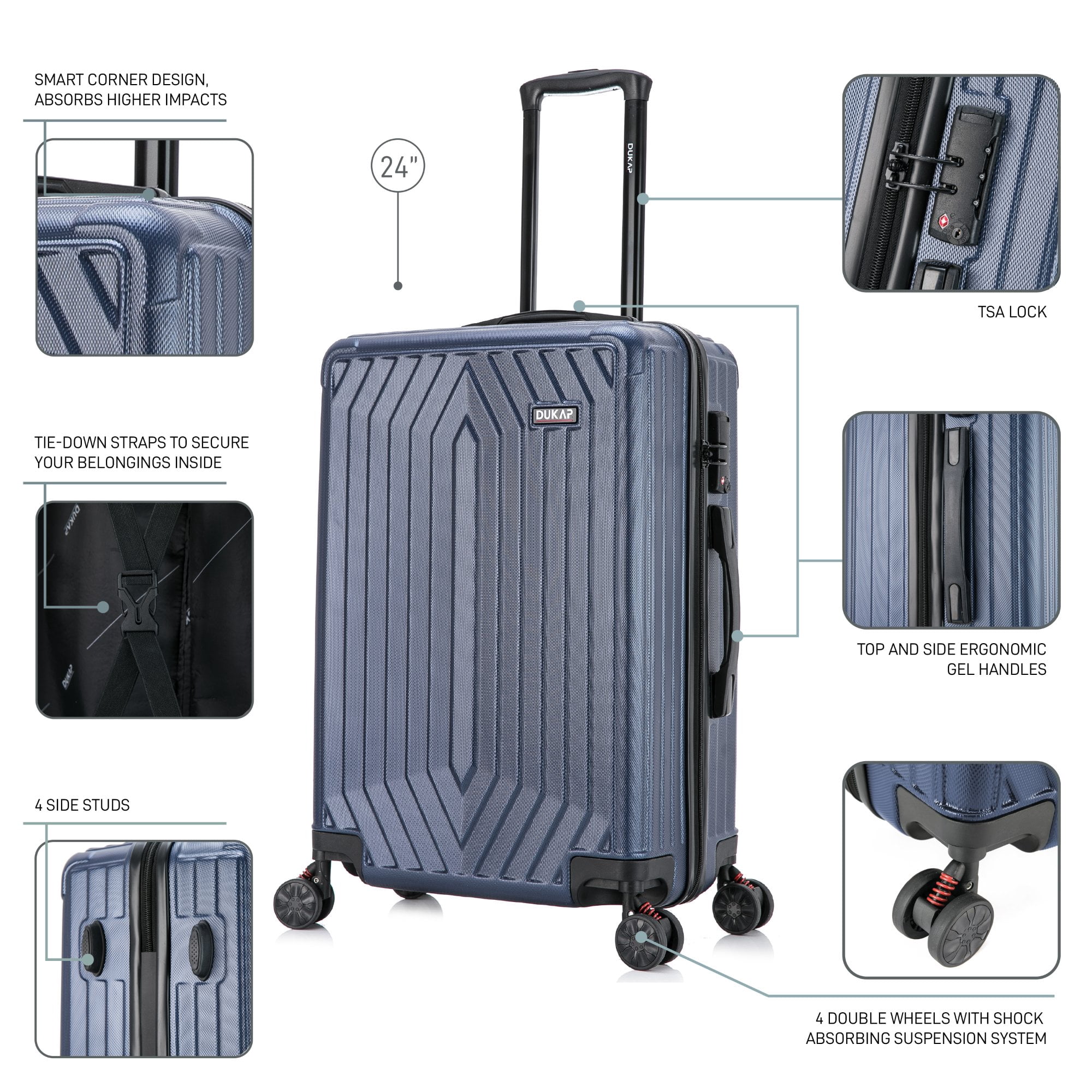 DUKAP STRATOS lightweight hardside spinner 24 inch Blue