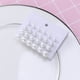 thumbnail image 4 of Paquete de 12 pares de pendientes de perlas geométricas para mujer, ligeros, con decoración de joyas, hipoalergénicos, de perlas sintéticas compuestas (blancos), 4 of 5
