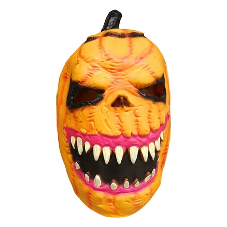 Halloween Scary Horror Zombie Mask Cosplay Costume Latex Full Face Mask Fancydress Accessory (Pumpkin)