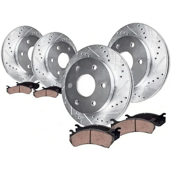 Hex Autoparts Front and Rear Brake Rotors & Ceramic Brake Pads For 2008-2016 Buick Enclave Chevy Traverse GMC Acadia Saturn Outlook