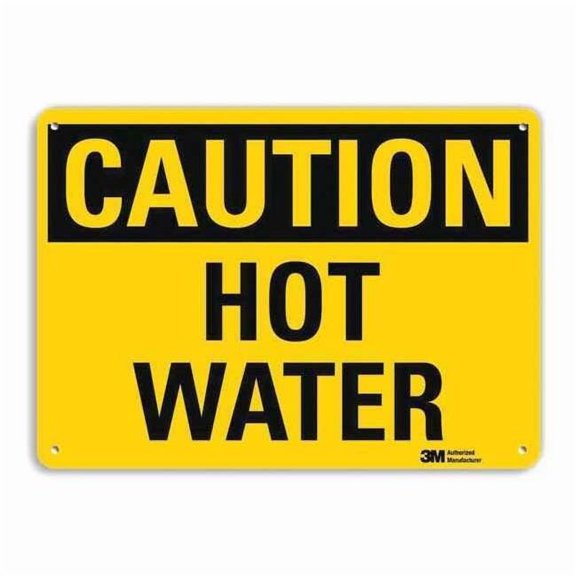 Lyle Hot Surface Sign, 7 in H x 10 in W, Plastic, Hot Water U4-1432-NP_10X7