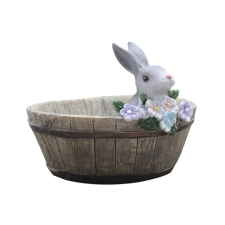 

HEMOTON Rabbit Decor Flowerpot Creative Fleshiness Scenery Decor for Home Store Garden
