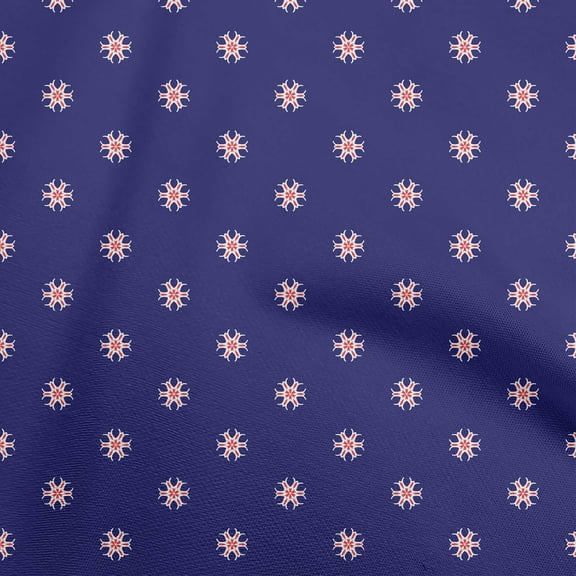 oneOone Polyester Spandex Blue Fabric Asian Block Print Sewing Material Print Fabric By The Yard 56 Inch Wide