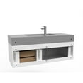 thumbnail image 4 of Amazon 48" White Wood Floating Vanity with Gray Top and Gold Trim, 4 of 8