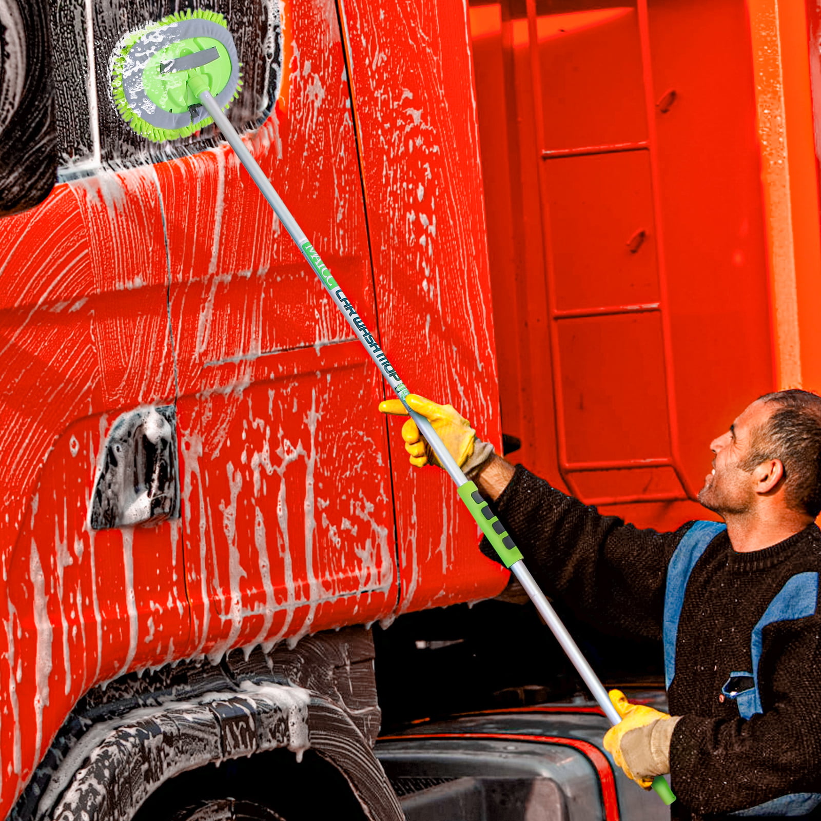 MATCC 62” Car Wash Brush with Long Handle Car Wash Mop Mitt Sponge Chenille  Microfiber Car Cleaning Supplies To…
